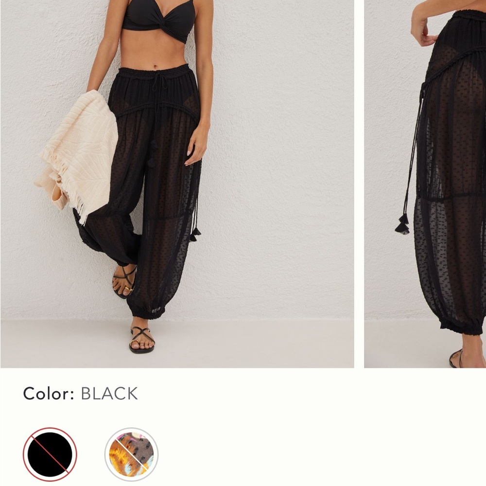 Anthropologie Black Sheer Swim Coverup Pants